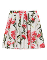 Carnation-print poplin midi skirt - | Dolce & Gabbana