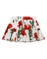 Short poppy-print poplin skirt - | Dolce & Gabbana