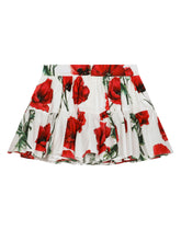 Short poppy-print poplin skirt - | Dolce & Gabbana
