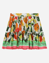 Poplin skirt with lemon and orange print - | Dolce & Gabbana