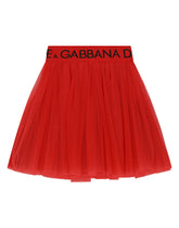 Tulle midi skirt with branded elastic - | Dolce & Gabbana