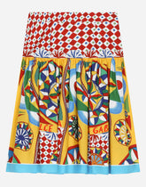 Carretto-print poplin skirt with yoke detail - | Dolce & Gabbana
