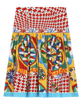 Carretto-print poplin skirt with yoke detail - | Dolce & Gabbana