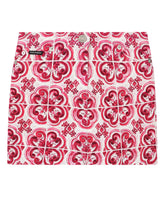 5-pocket denim miniskirt with majolica print - | Dolce & Gabbana