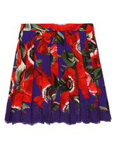 Charmeuse midi skirt with anemone print - | Dolce & Gabbana