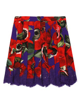 Charmeuse midi skirt with anemone print - | Dolce & Gabbana