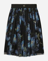 Long tulle skirt with bluebell print - | Dolce & Gabbana