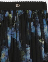 Long tulle skirt with bluebell print - | Dolce & Gabbana