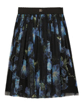 Long tulle skirt with bluebell print - | Dolce & Gabbana