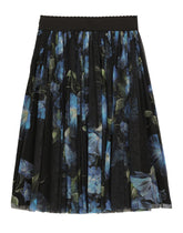 Long tulle skirt with bluebell print - | Dolce & Gabbana
