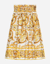 Poplin skirt with yellow majolica print - | Dolce & Gabbana