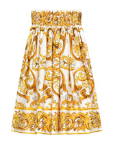 Poplin skirt with yellow majolica print - | Dolce & Gabbana