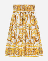 Poplin skirt with yellow majolica print - | Dolce & Gabbana