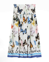 Butterfly-print poplin skirt - | Dolce & Gabbana