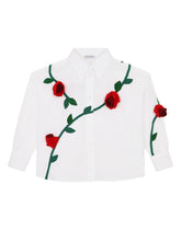Poplin shirt with organza rose - | Dolce & Gabbana