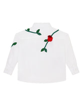 Poplin shirt with organza rose - | Dolce & Gabbana