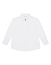 Poplin shirt with DG logo button - | Dolce & Gabbana