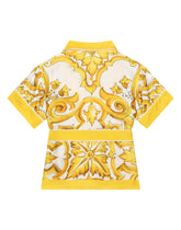 Twill shirt with yellow majolica print - | Dolce & Gabbana