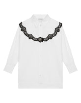 Poplin maxi-shirt with lace insert - | Dolce & Gabbana