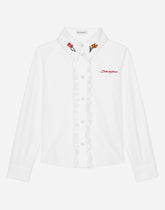 Poplin shirt with tulips and Dolce&Gabbana logo - | Dolce & Gabbana