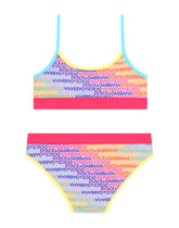 Spandex 2-piece swimsuit with all-over logo print - | Dolce & Gabbana