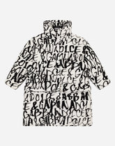 Long nylon down jacket with flocked logo print - | Dolce & Gabbana