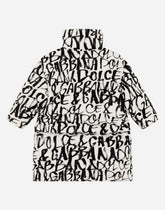 Long nylon down jacket with flocked logo print - | Dolce & Gabbana