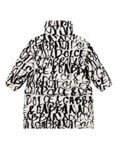 Long nylon down jacket with flocked logo print - | Dolce & Gabbana