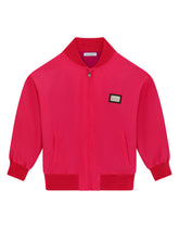 Nylon bomber jacket with logo plate - | Dolce & Gabbana