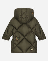 Long nylon down jacket with DG logo patch - | Dolce & Gabbana