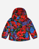 Short meadow-print nylon down jacket - | Dolce & Gabbana