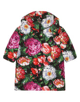 Long nylon down jacket with floral print - | Dolce & Gabbana