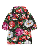 Long nylon down jacket with floral print - | Dolce & Gabbana