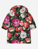 Long nylon down jacket with floral print - | Dolce & Gabbana