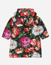 Long nylon down jacket with floral print - | Dolce & Gabbana