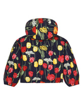 Short nylon down jacket with tulip print - | Dolce & Gabbana