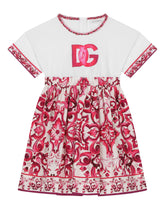 Majolica-print poplin and jersey dress - | Dolce & Gabbana