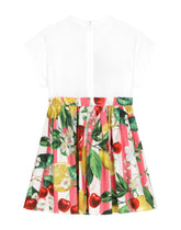 Poplin and jersey dress with lemon and cherry print - | Dolce & Gabbana