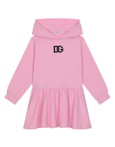 Jersey hoodie dress with DG patch - | Dolce & Gabbana