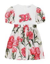 Carnation-print poplin and jersey dress - | Dolce & Gabbana