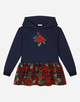 Long-sleeved dress with hood and gathered skirt - | Dolce & Gabbana