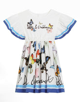 Butterfly-print poplin and jersey dress - | Dolce & Gabbana