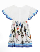 Butterfly-print poplin and jersey dress - | Dolce & Gabbana