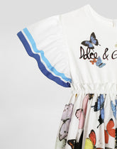 Butterfly-print poplin and jersey dress - | Dolce & Gabbana