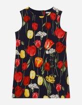 Interlock dress with tulip print - | Dolce & Gabbana