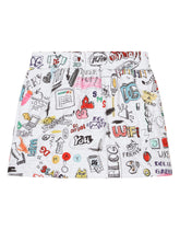 Short quilted nylon skirt with Smemo print - | Dolce & Gabbana