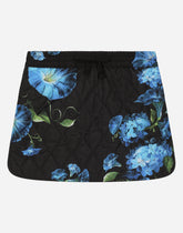 Short nylon skirt with bluebell print - | Dolce & Gabbana