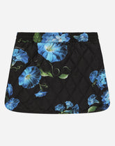 Short nylon skirt with bluebell print - | Dolce & Gabbana