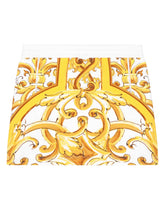 Jersey skirt with yellow majolica print - | Dolce & Gabbana