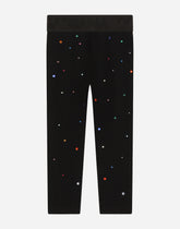 Jersey leggings with multi-colored crystals - | Dolce & Gabbana
